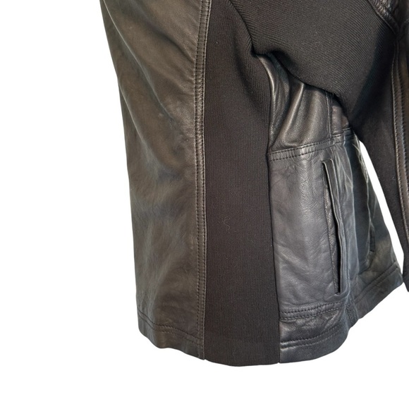 Caslon extra large black leather bomber jacket - Picture 8 of 12